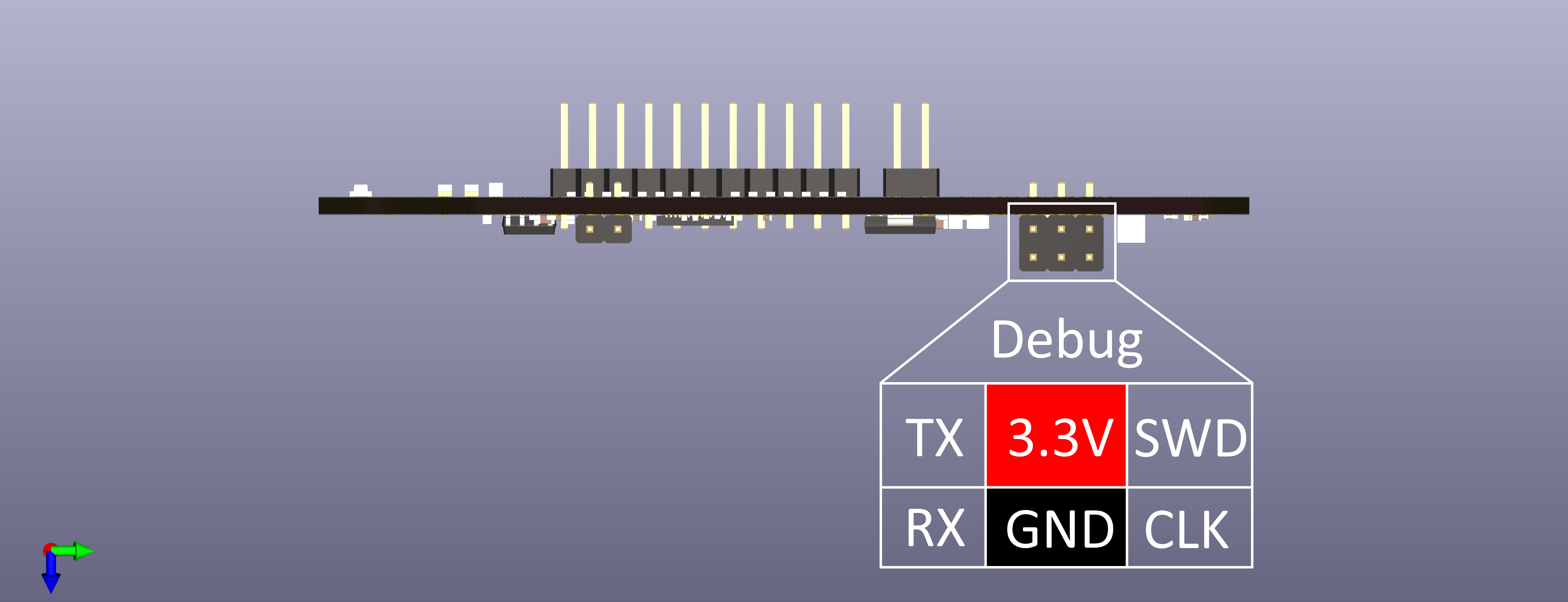 Side view of the controller PCB