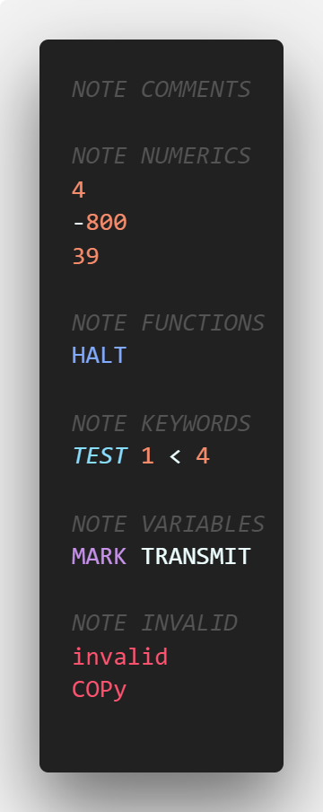 EXA Syntax Highlighting in action