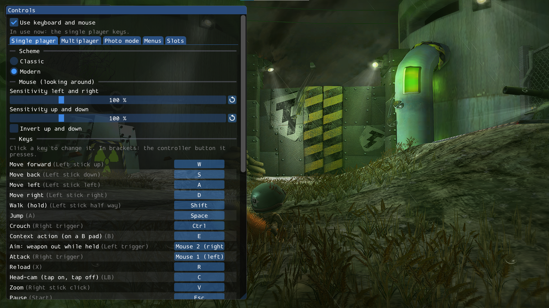 The F3 controls menu over the game