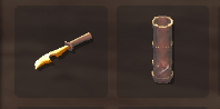 Fletcher's knife and quiver in inventory