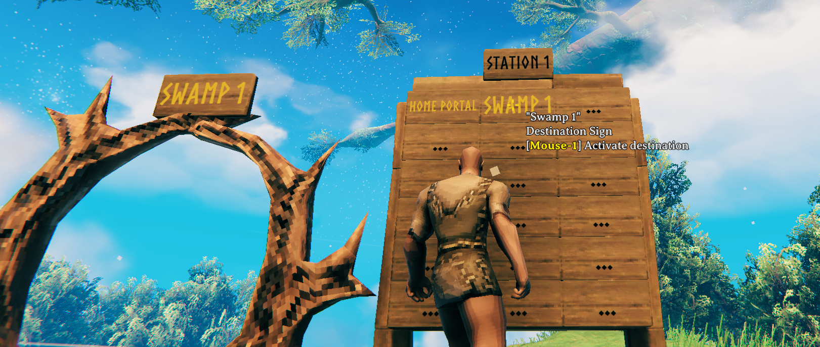 LMB on a destination sign retargets the linked portal