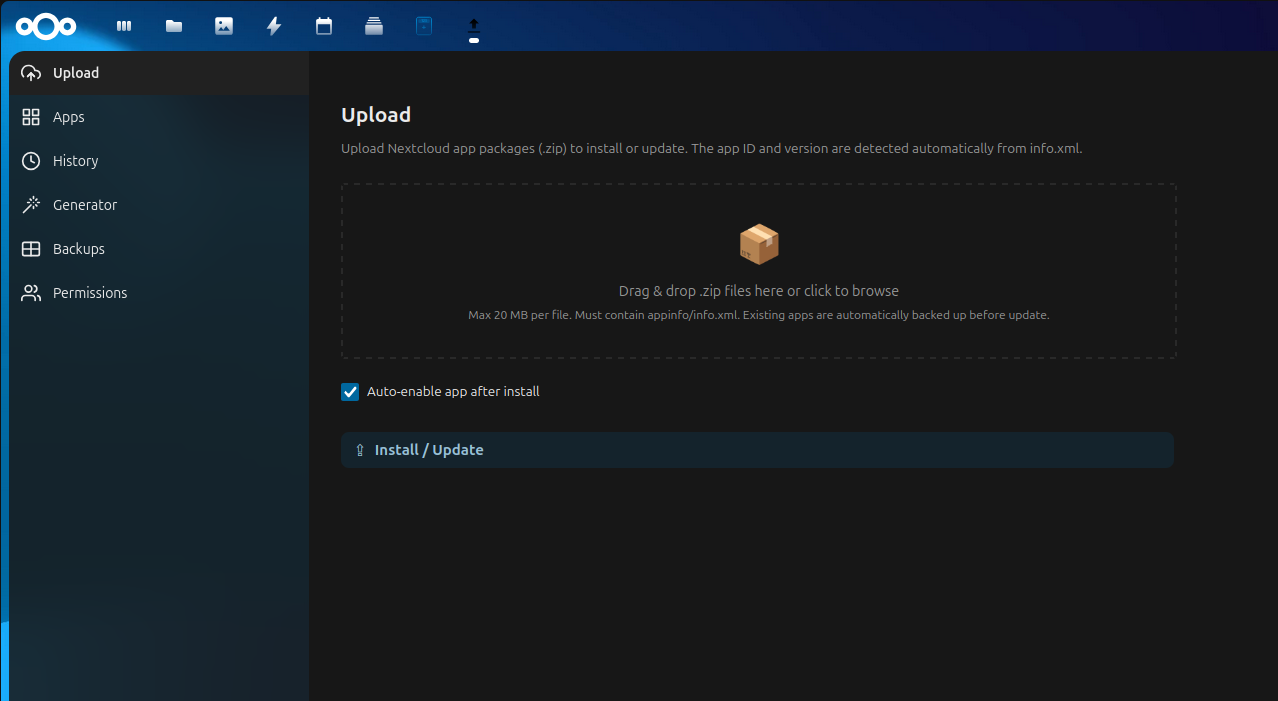 AppDrop Upload Interface