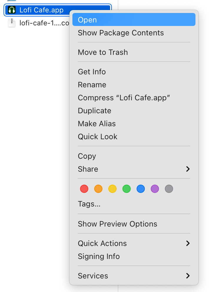 right-click the app in Finder and select Open to launch it