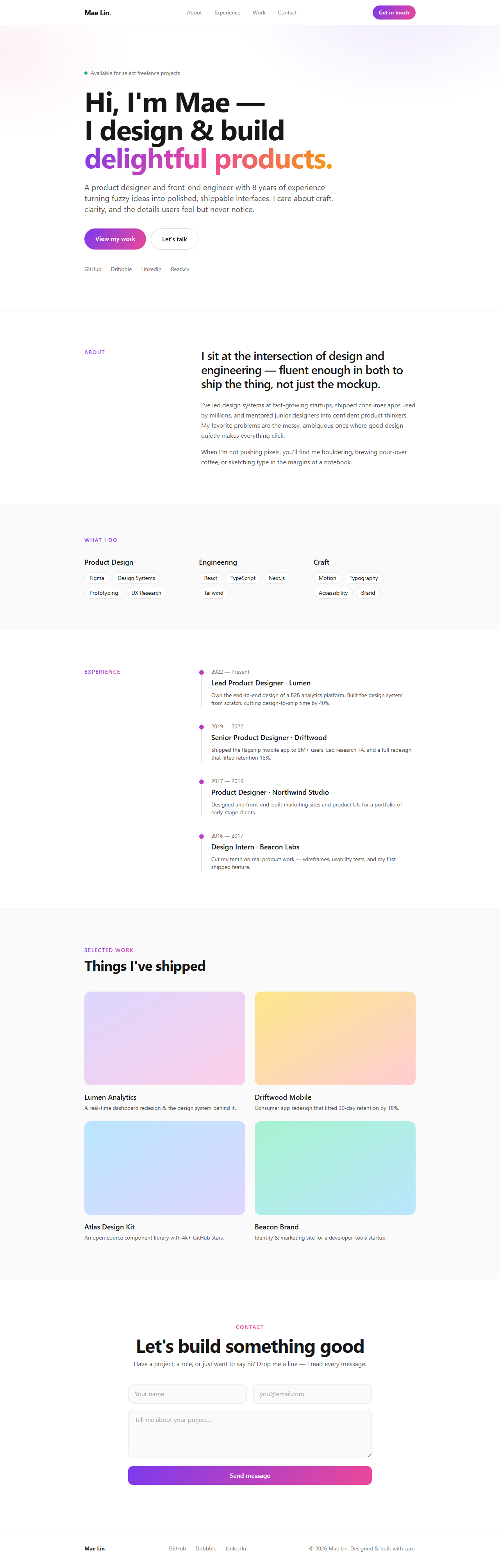 free-nextjs-cv-template 网站模板截图