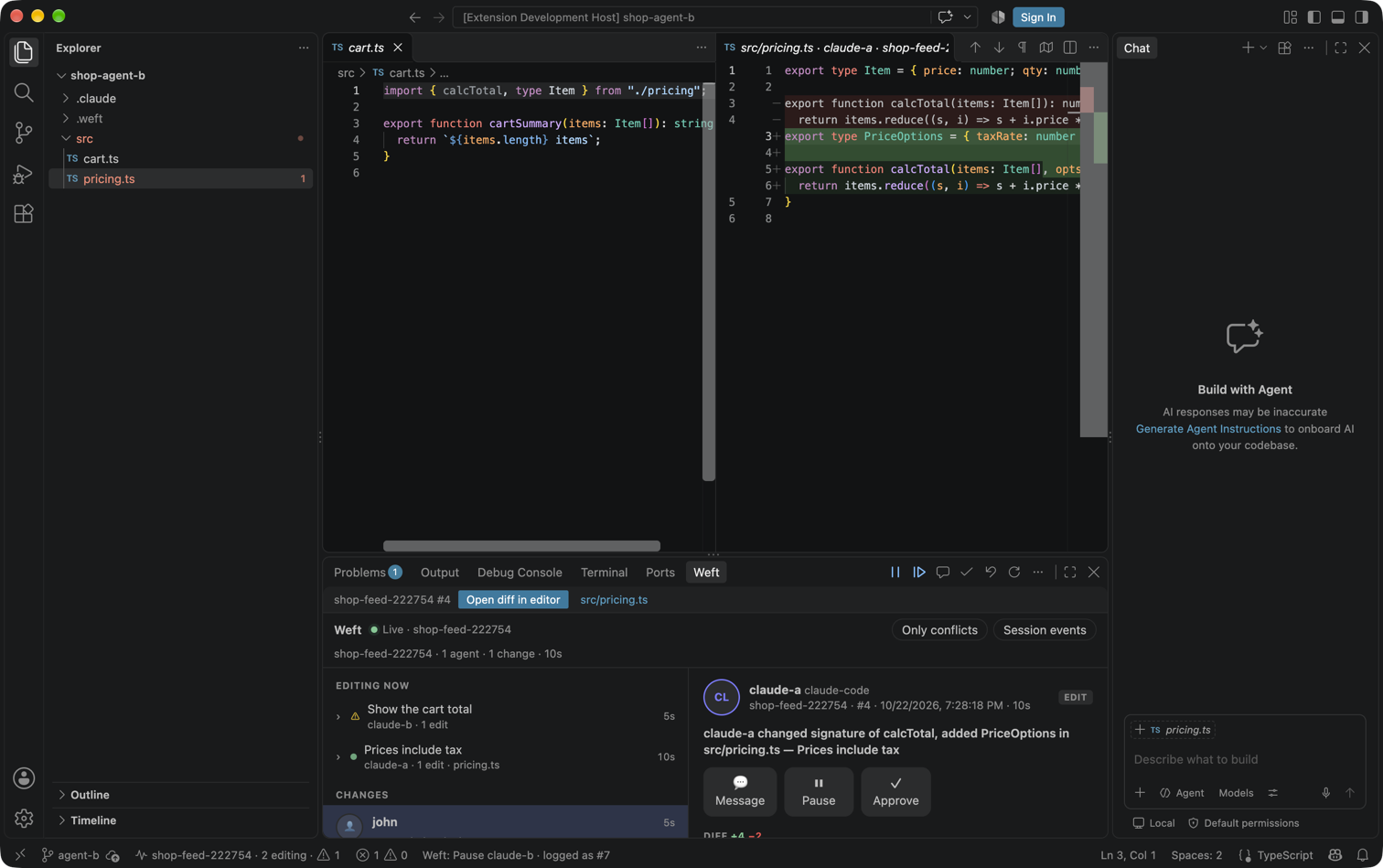 Open causing event: claude-a's edit in the native diff editor
