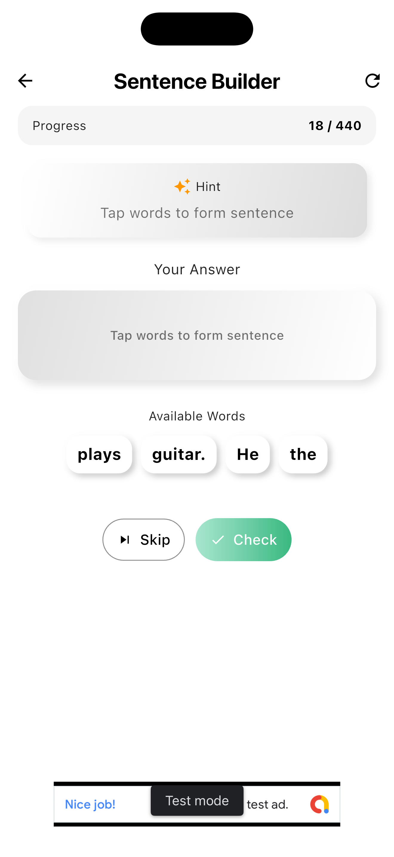Sentence Builder Game