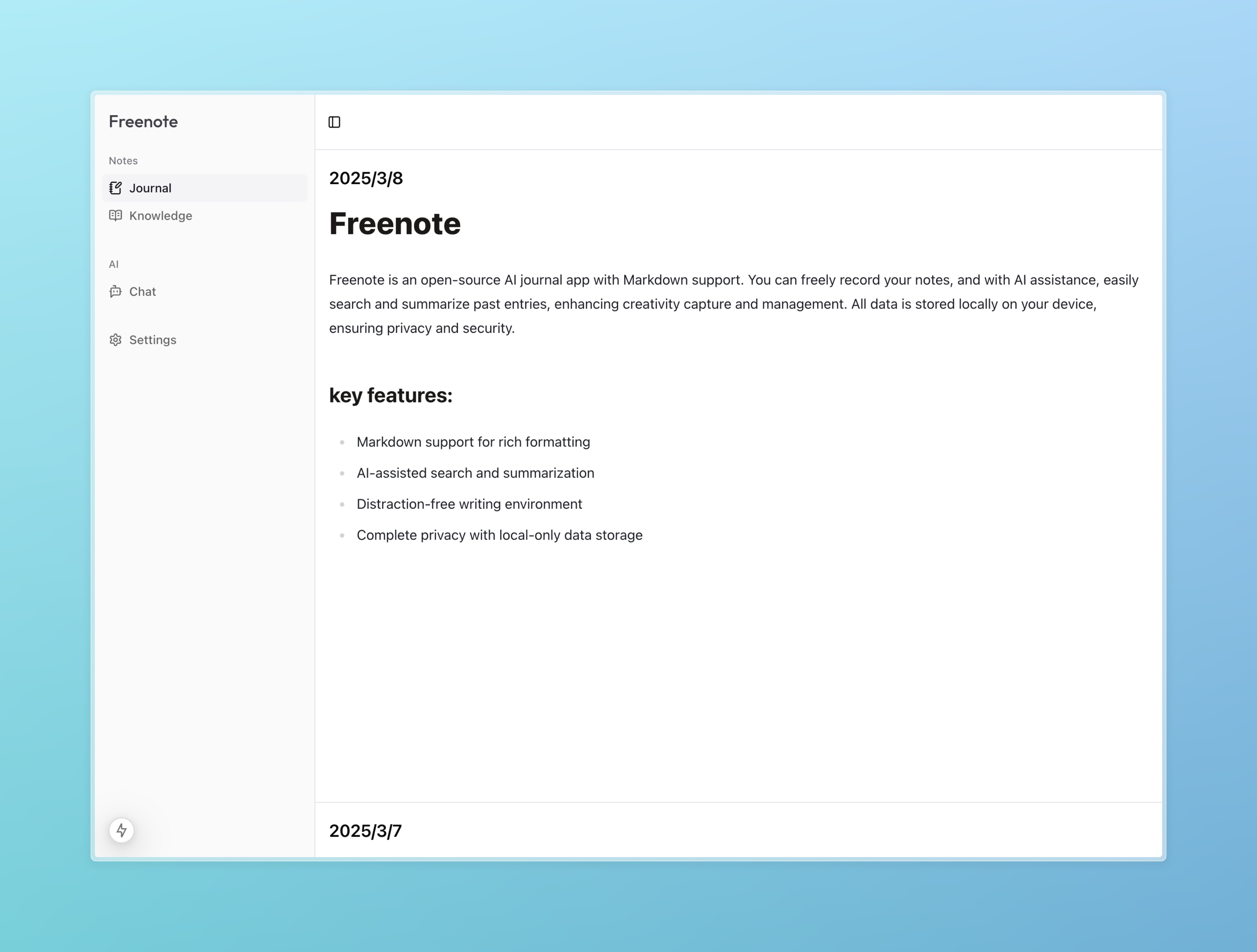 Freenote Screen Shot