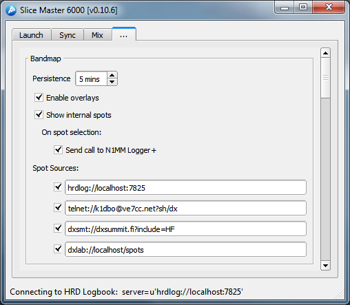 Bandmap Settings