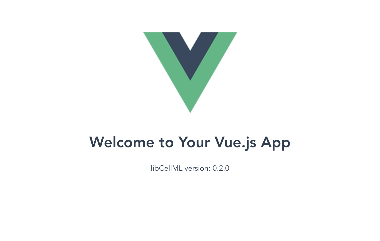 Vue app showing libcellml version