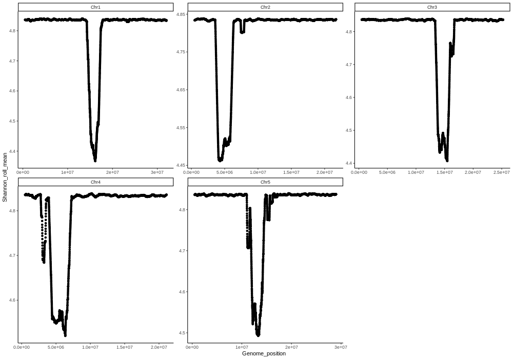 Example plot showing all chromosomes in Arabidopsis
