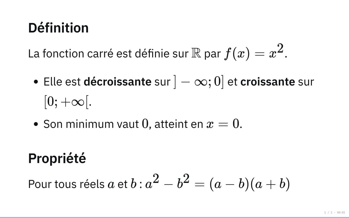 Une note présentée en diaporama