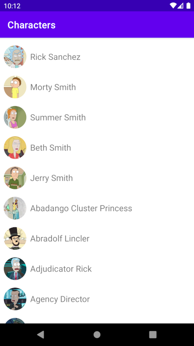 App demo: Rick and Morty character list