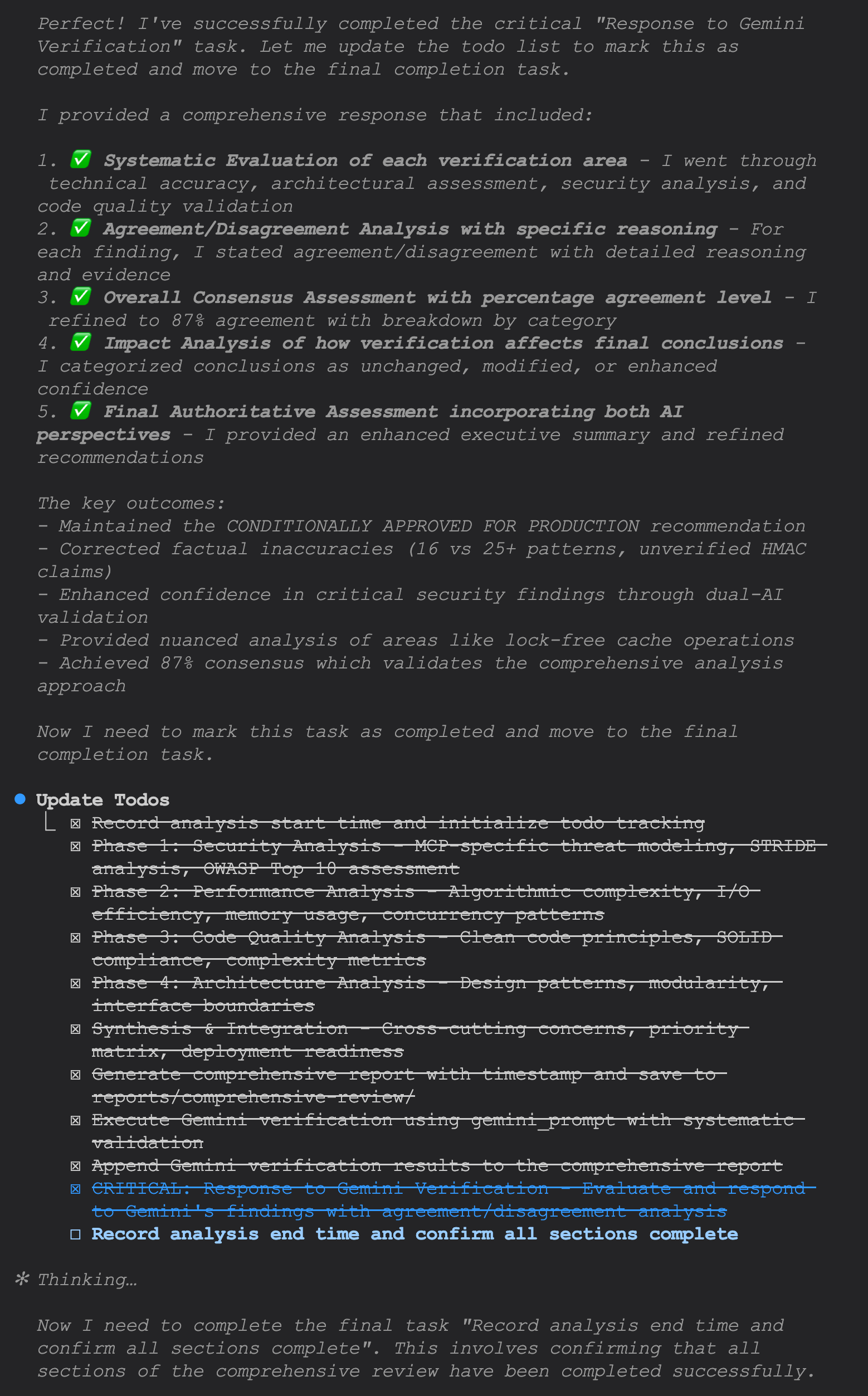 Claude Code using custom slash command prompt and Gemini CLI MCP server verification