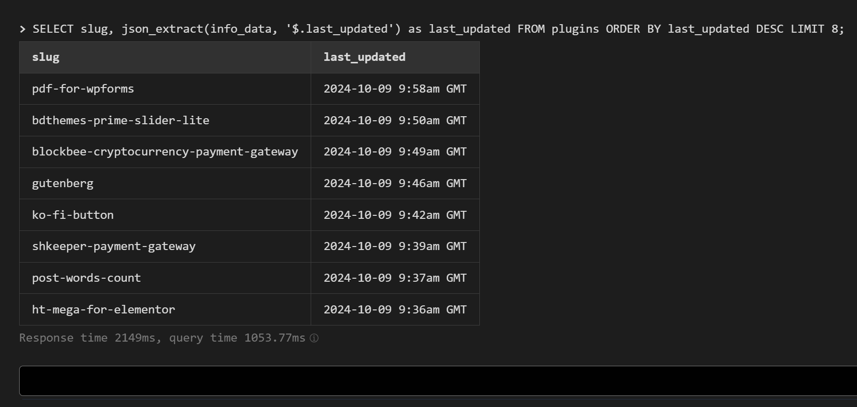 Cloudflare D1 SQLite Dashboard console queries