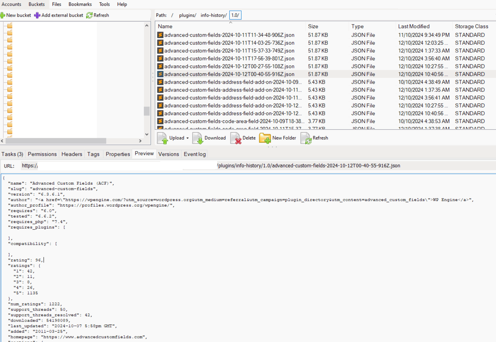 Local mirror plugin JSON metadata backups