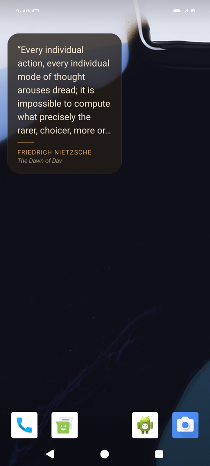 The same card as a widget on the Android home screen
