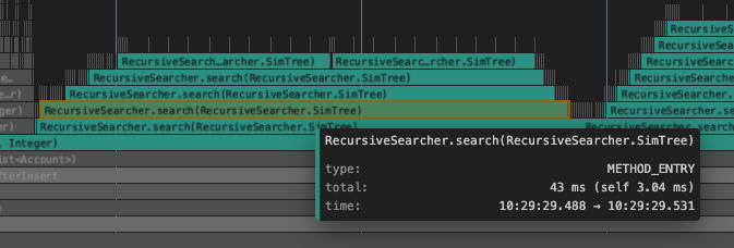Timeline screenshot showing highlighted search results and tooltip with event details