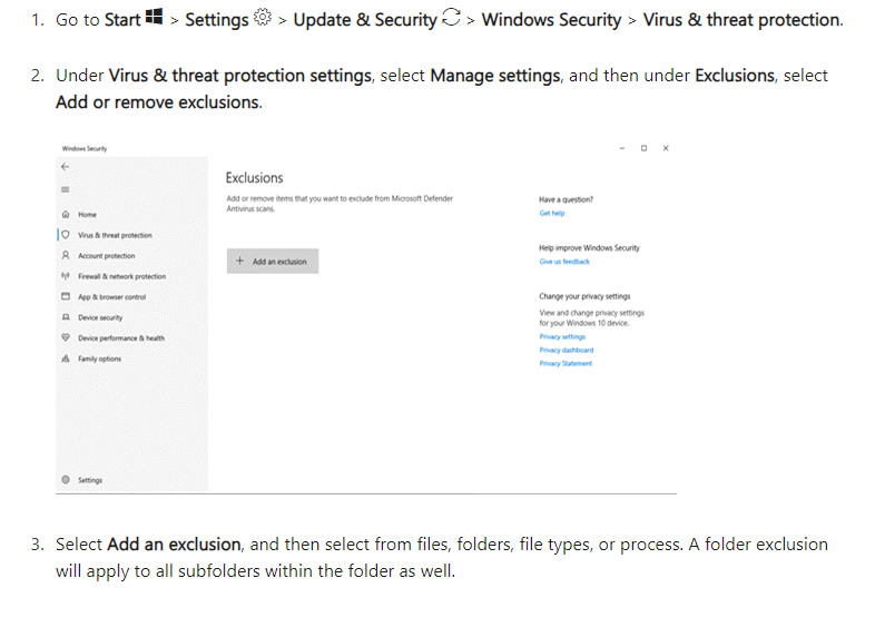 Add Windows Defender Exclusions