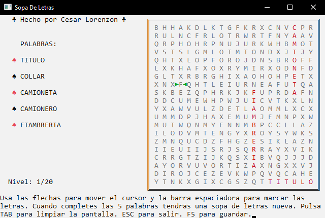 "Sopa de Letras game"