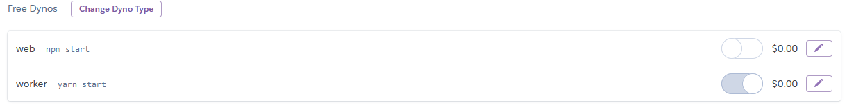 heroku dynos with web off and worker on