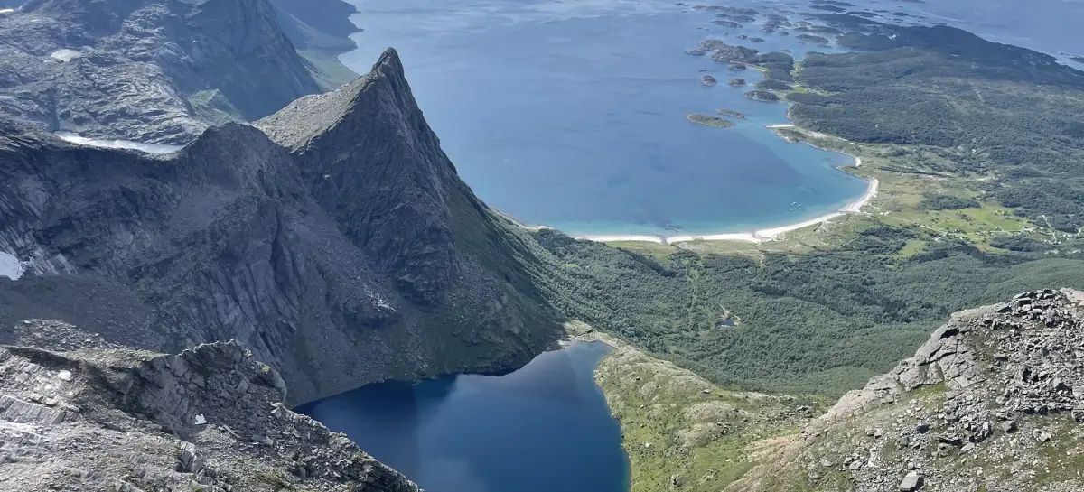Arial view from the Kraktindan mountain at Leines beach