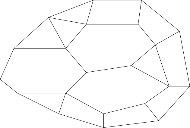 A 2D unstructured mesh with polygon, tri, and quad elements