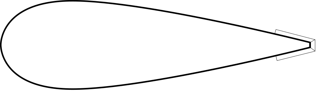 This image shows an airfoil and how stretched cells at the trailing edge can form and look like.