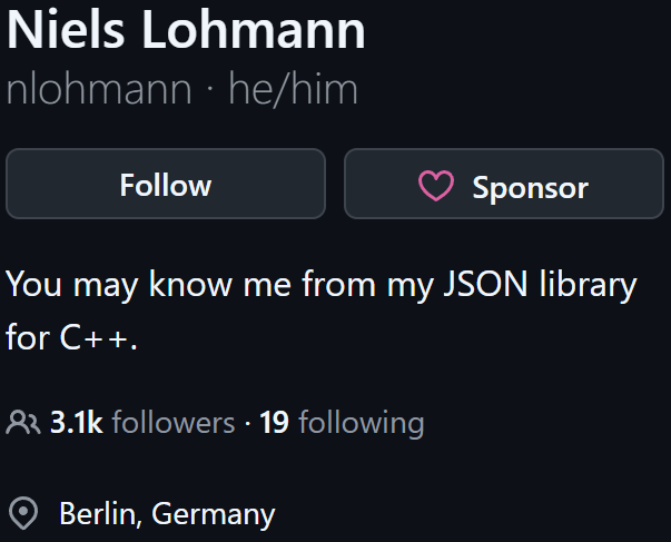 Niels Lohmann's bio page on GitHub
