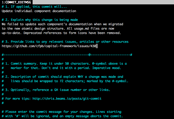 Commit message screenshot