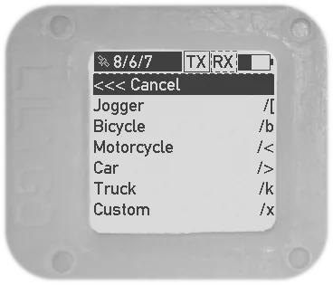 Symbol selection menu