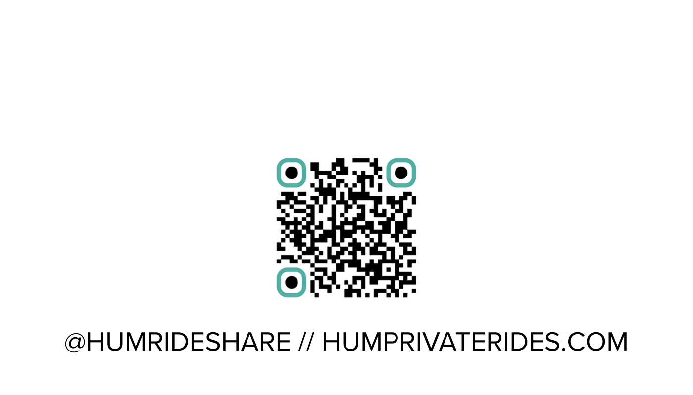 HUM business card front — blank space for name and phone above QR code