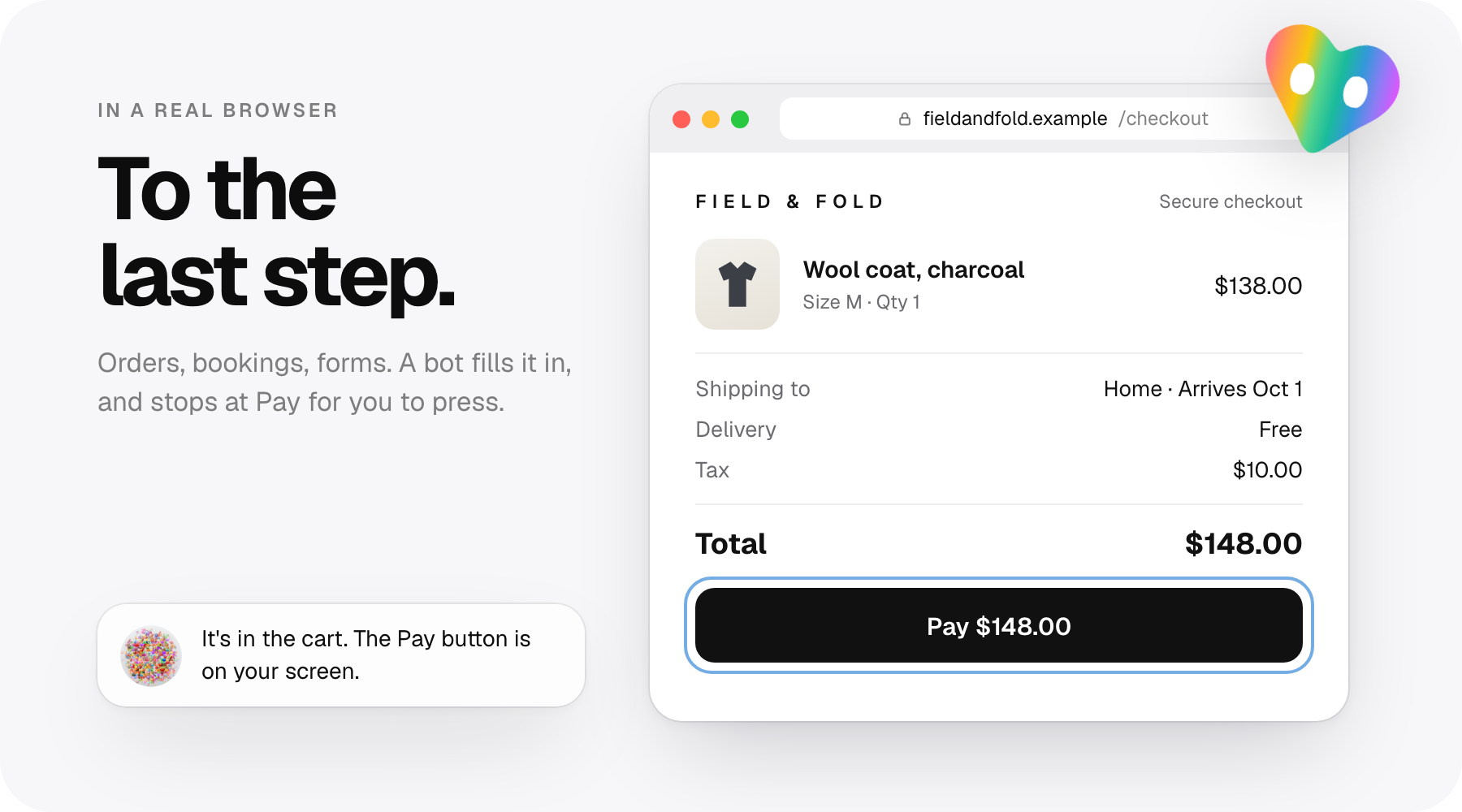 A checkout a bot filled in, stopped at the Pay button and left open on your screen