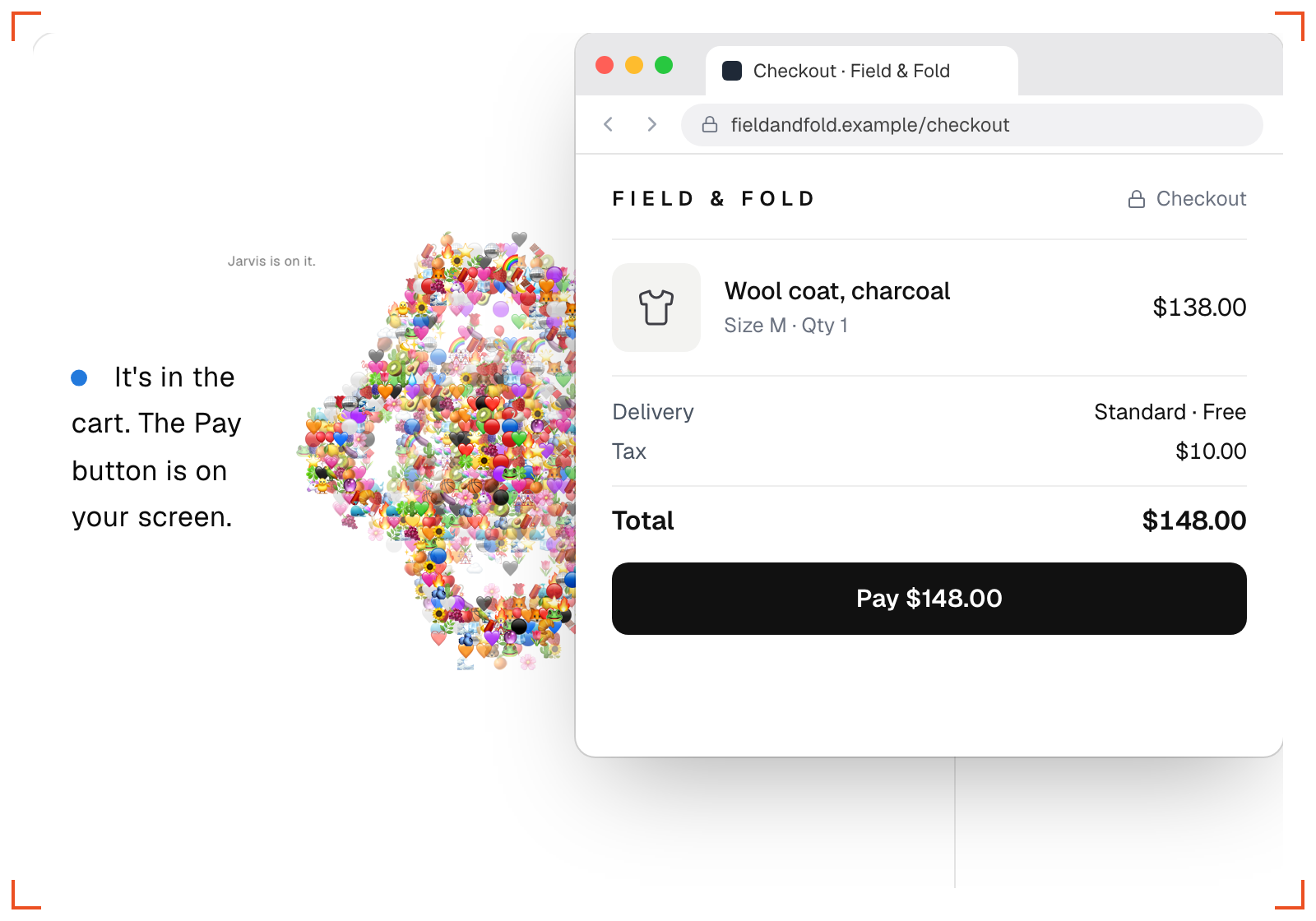 A checkout a bot filled in and left open, with the Pay button left for the user to press