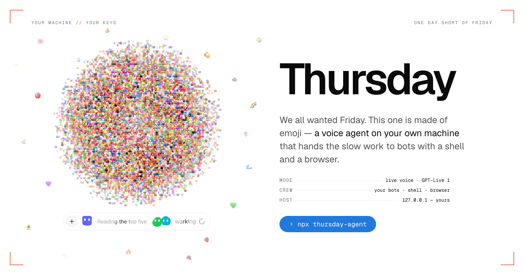 Thursday — an open-source voice assistant with a face made of emoji