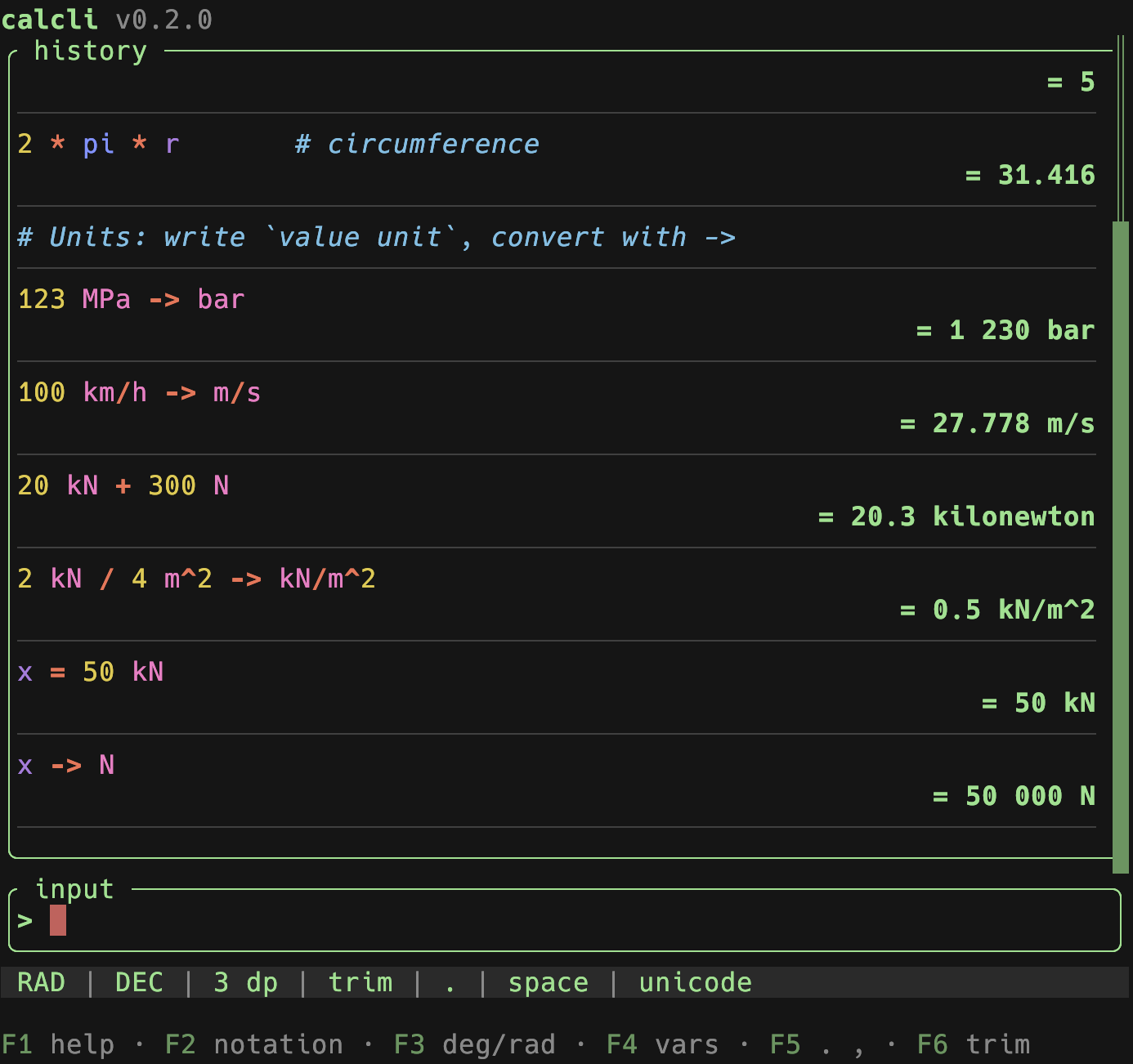 calcli – a fast terminal calculator TUI