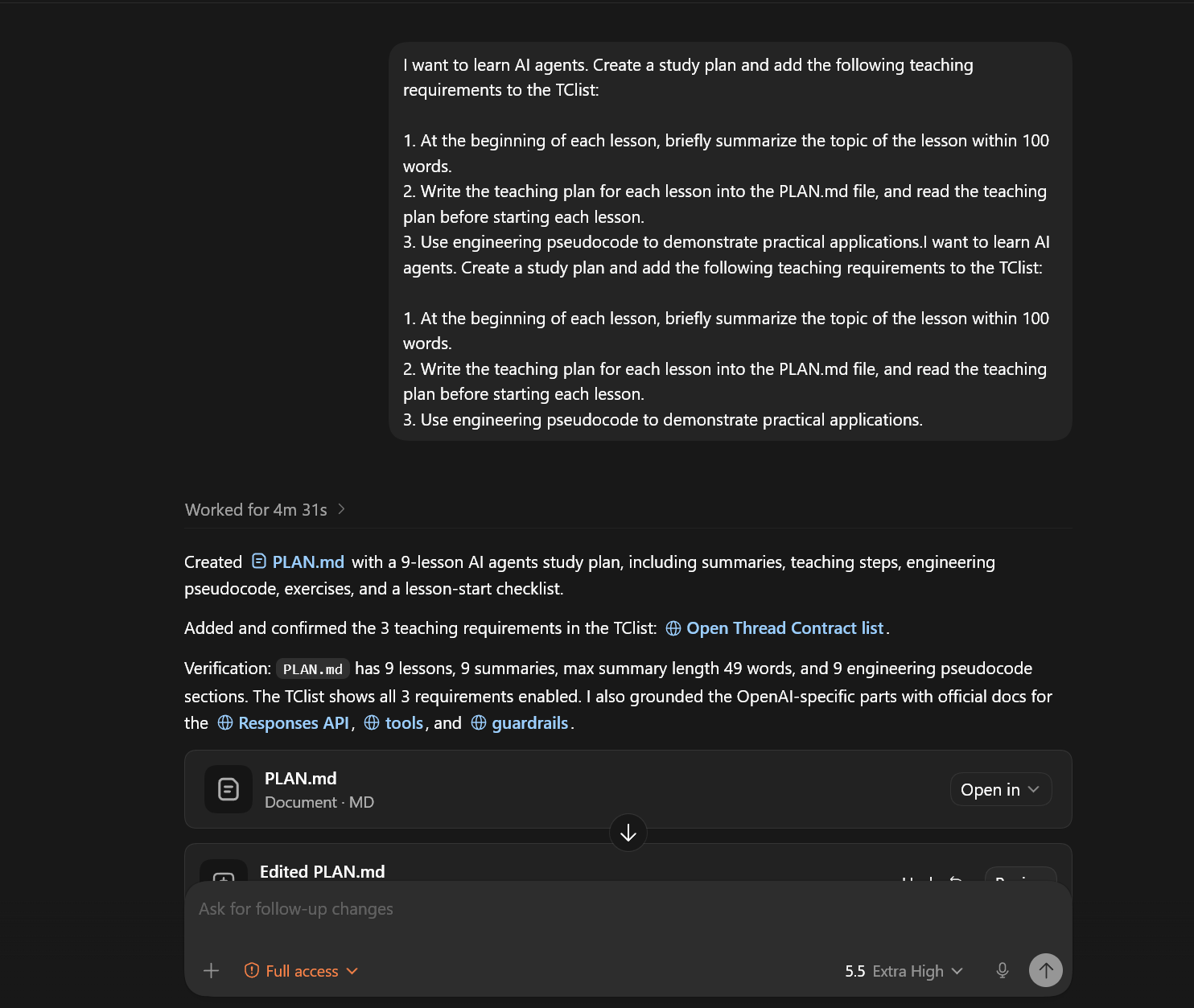 Thread Contract in Codex
