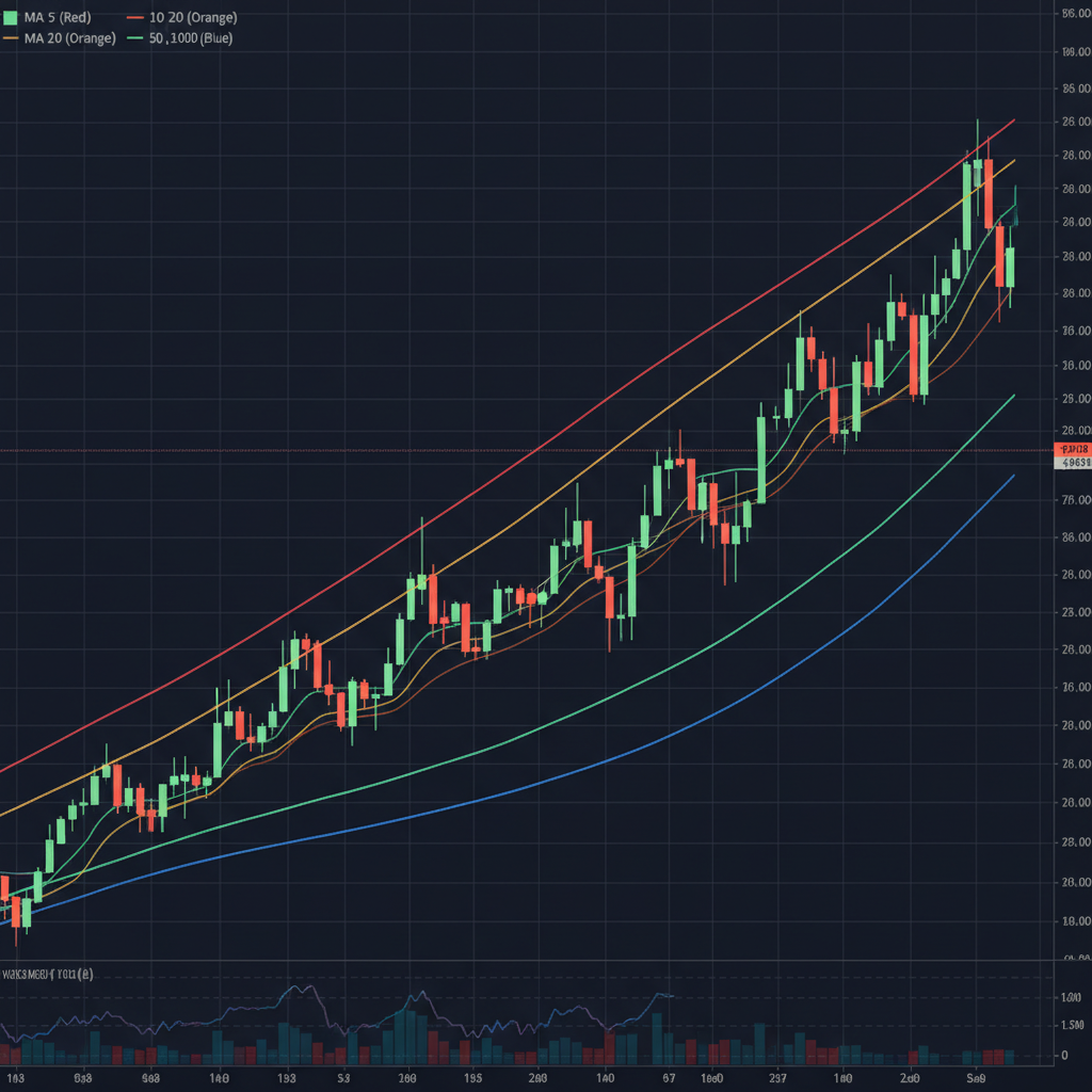 Chart showing moving averages analysis across multiple timeframes from hourly to daily to confirm trade direction