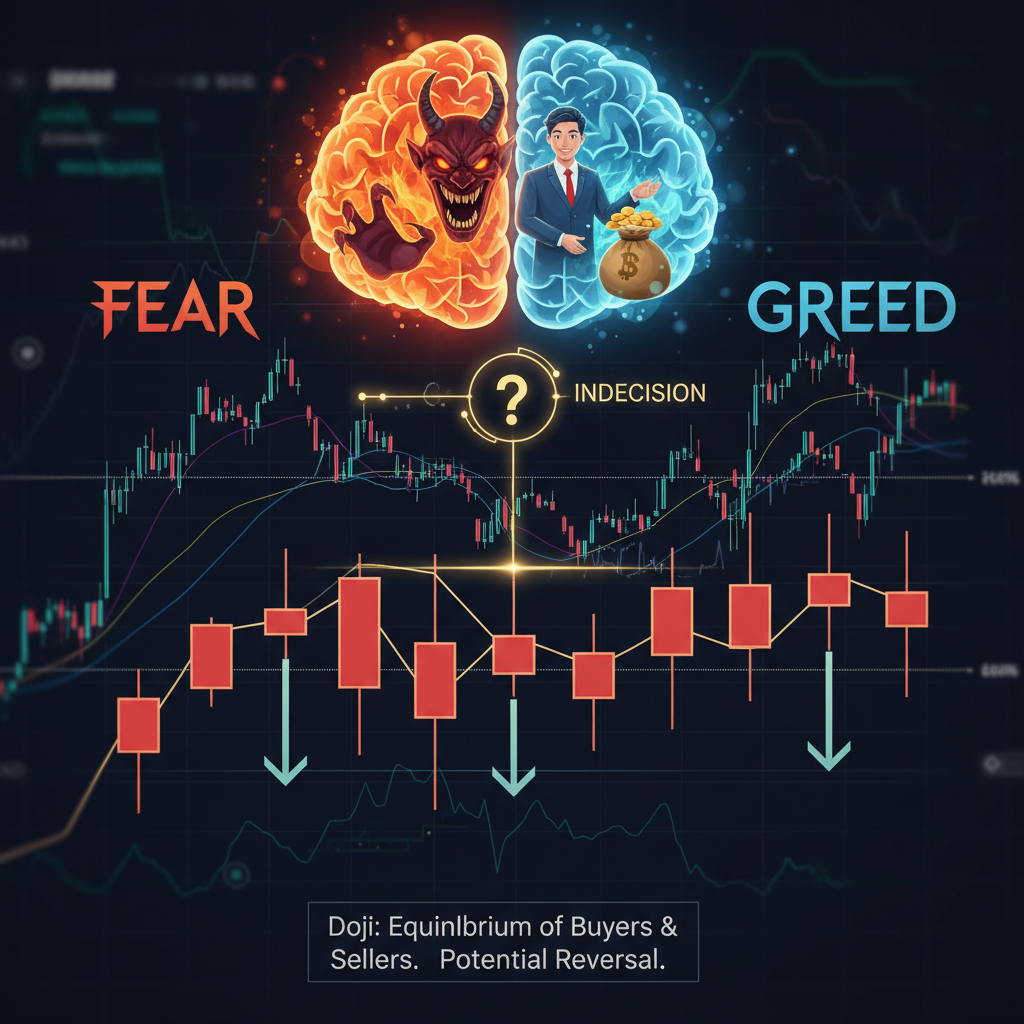 Chart showing psychology behind Japanese candlestick patterns
