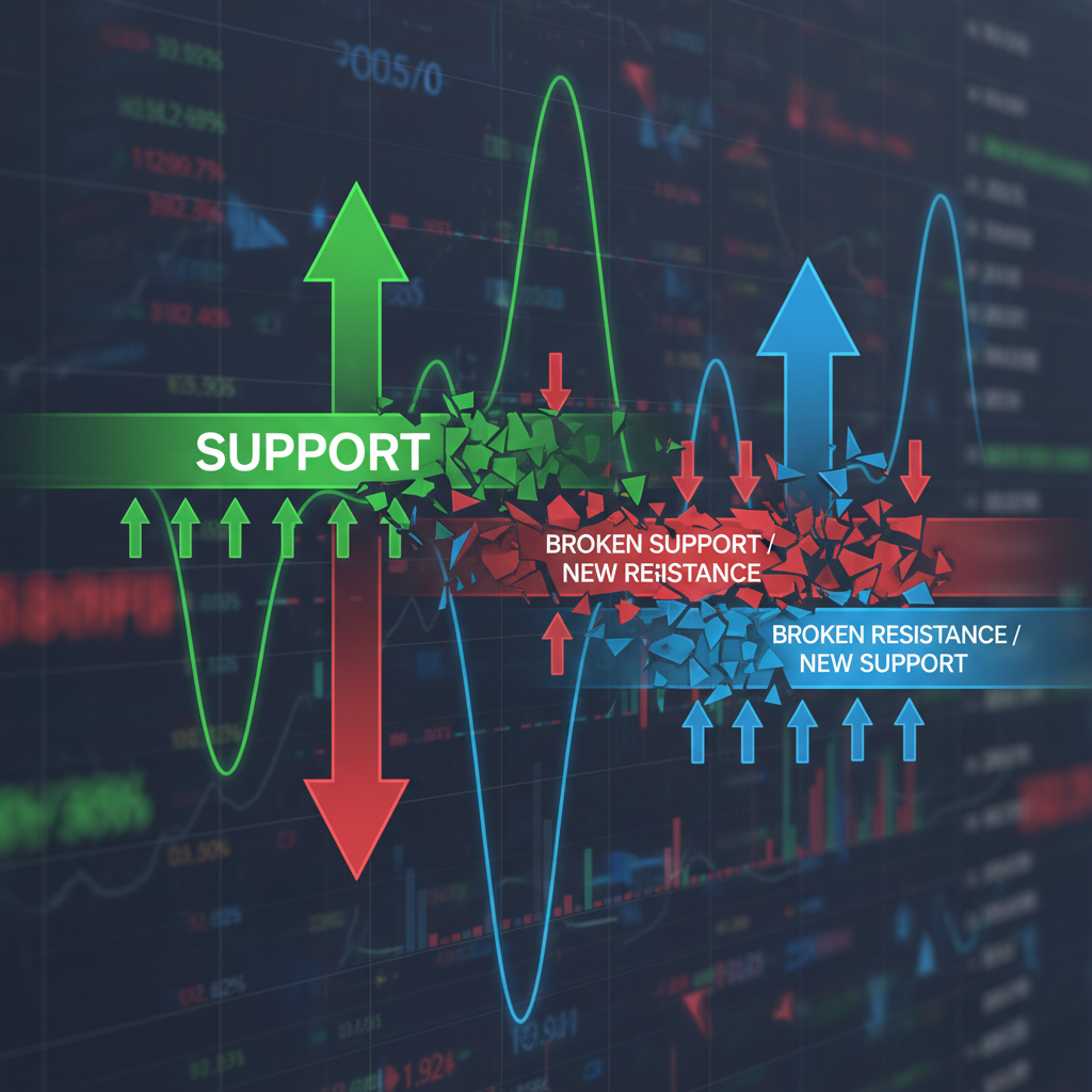 Chart showing bounce strategy from support and resistance levels