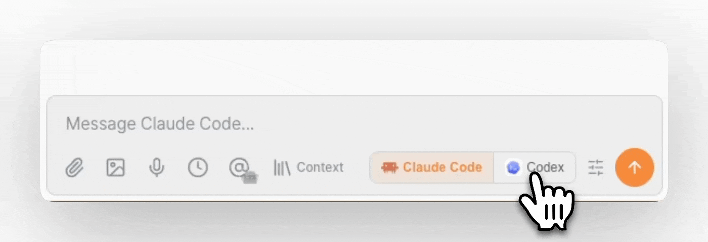 Toggle between Claude Code and Codex in one click