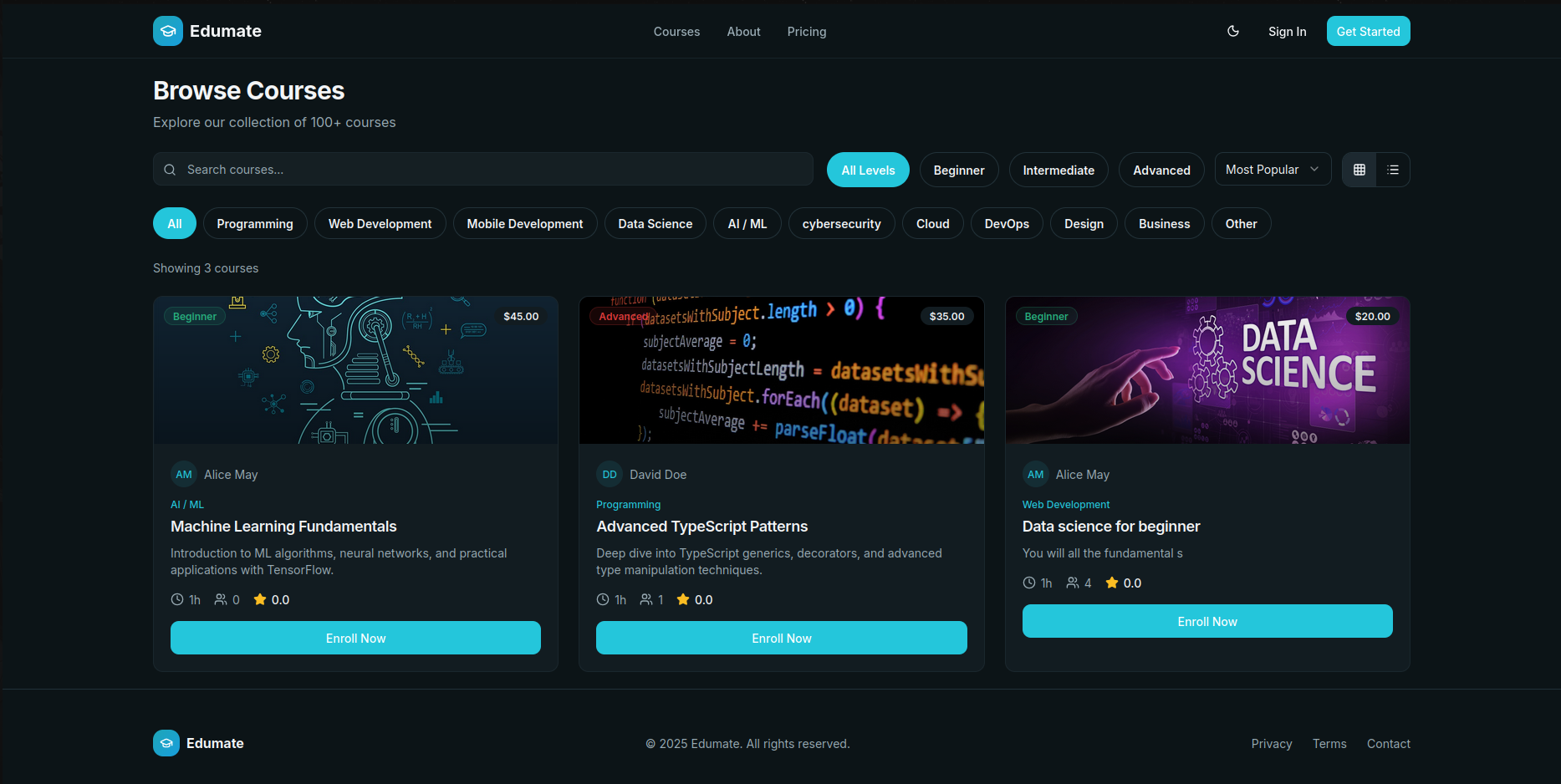 Course Browse Page