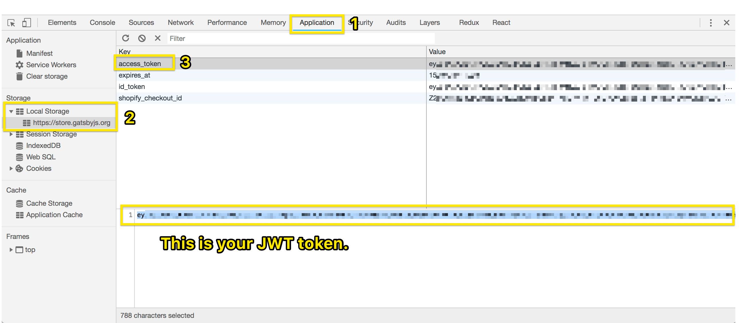 Getting a JWT token in Chrome dev tools