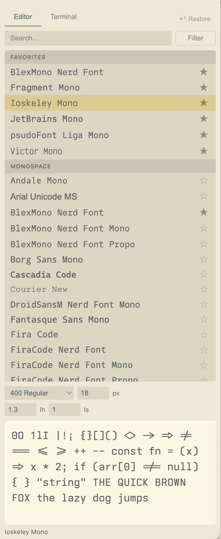 Font Browser Screenshot