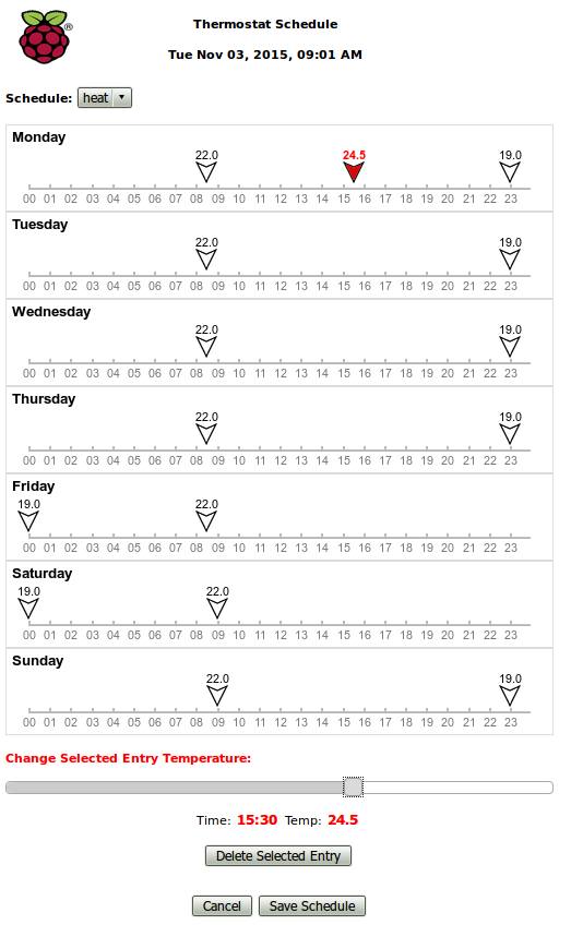 Thermostat Edit Schedule - Web UI