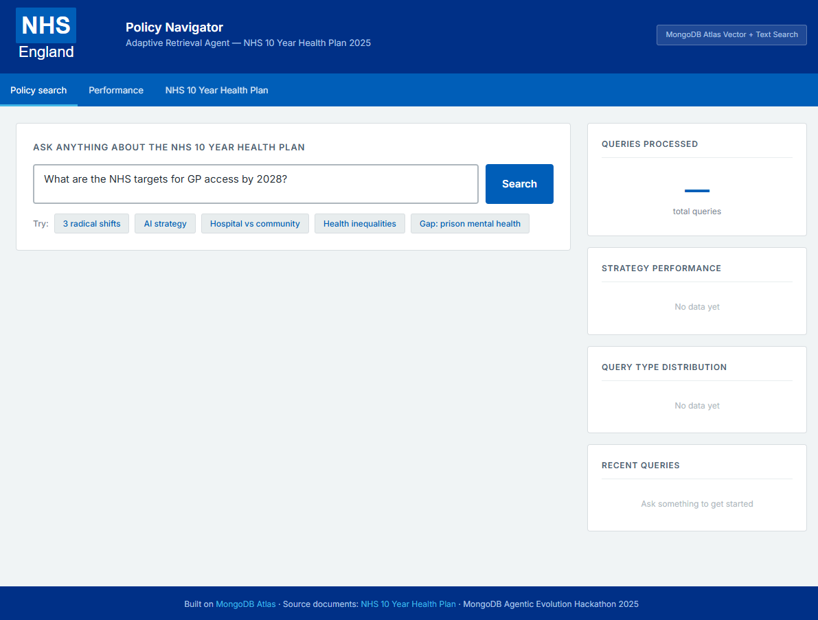 NHS Policy Navigator proof-of-concept UI design