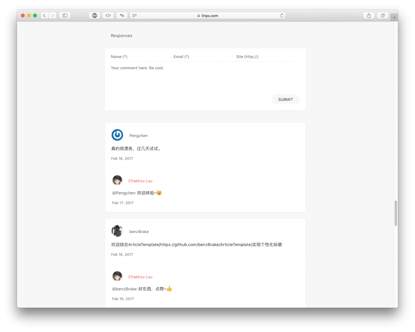 Content Page - Comments