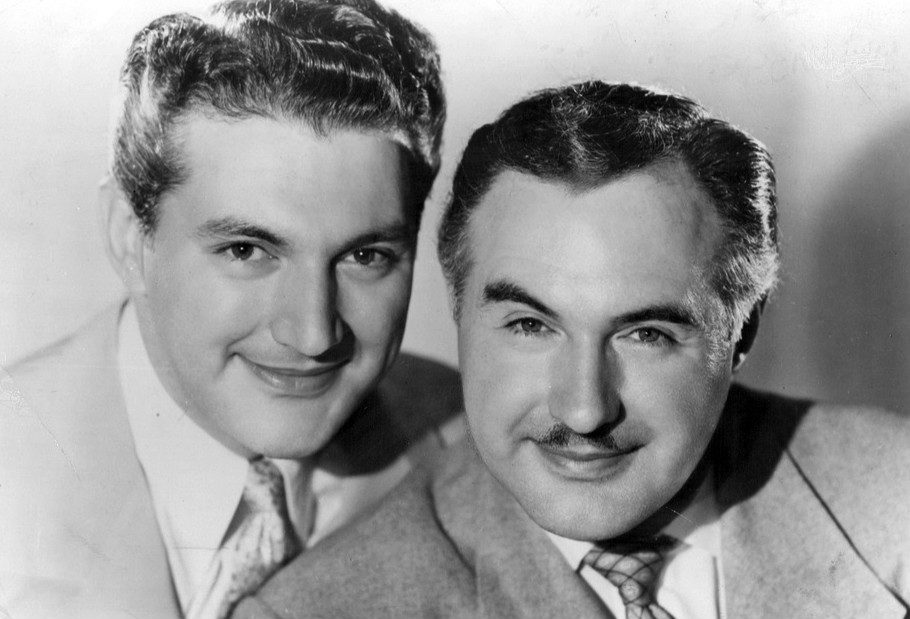 Liberace with his brother George in an October 1953 publicity photo, from the early years of the fame that began on stages like the Last Frontier's