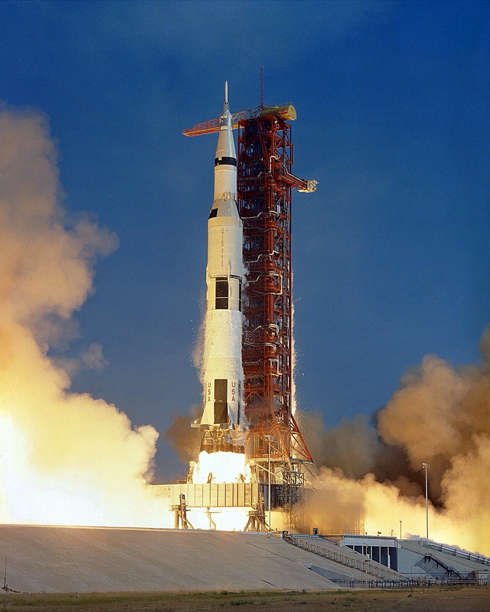 Apollo 11 lifts off from Launch Complex 39A on July 16, 1969