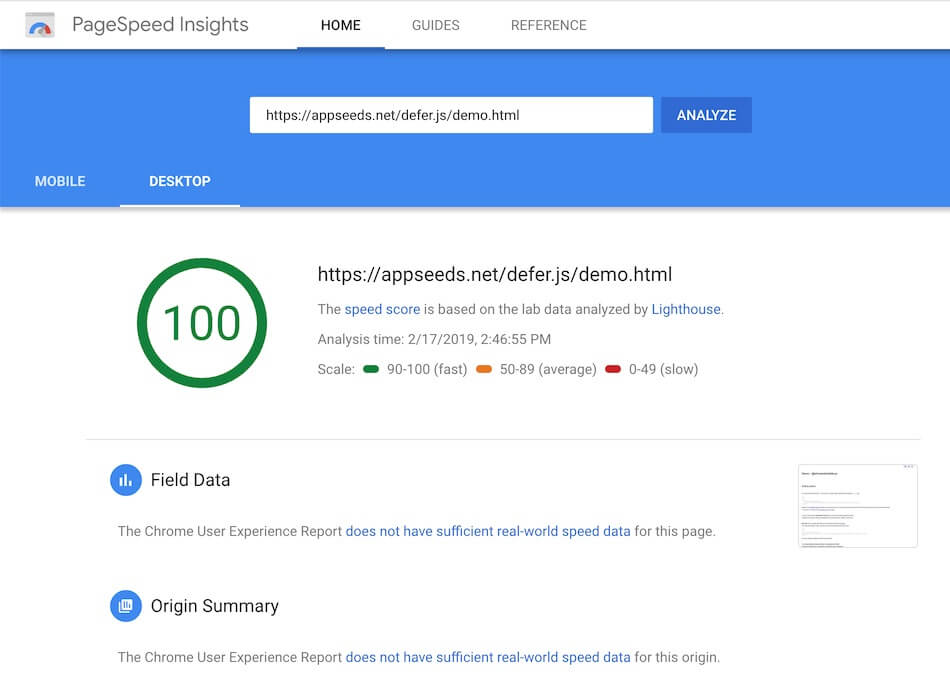 Scoring 100/100 in Google PageSpeed Test