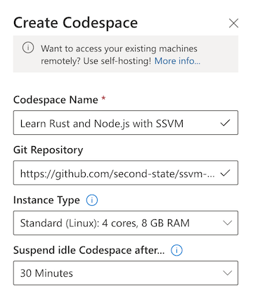 Create a new Codespace